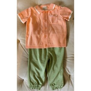 Peach and Green Baby Outfit